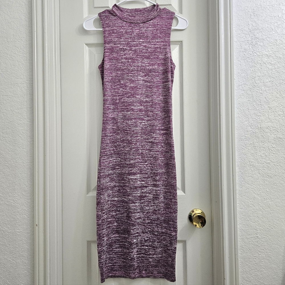 Cotton-On Womens Purple Mock Neck Sleeveless Midi Bodycon Dress - size XS